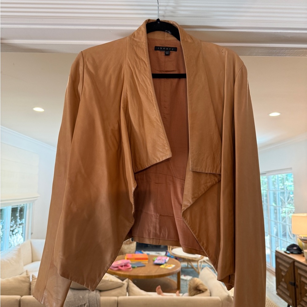 Theory Tan Blazer Cascade Front Theory